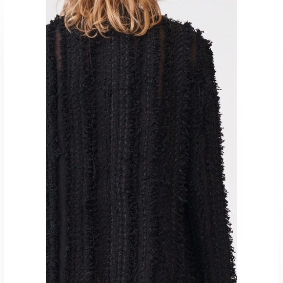 ZARA Limited Edition TEXTURED MINI DRESS Black Tweed Wool Viscose size M - Picture 8 of 16